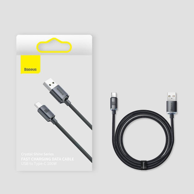 Kabllo USB Baseus Crystal Shine, USB A në USB C, 2 m, e vjollcë