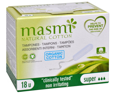 Tampona menstrual Blue Step Masmi Super, pambuk bio, 18 copë