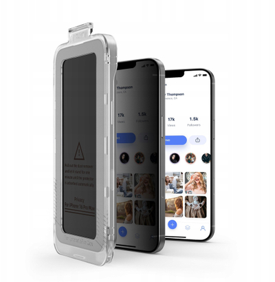 Xham mbrojtës ekrani Hofi Tech-Protect Quick Set Spy+ për iPhone 16 Pro, ruajtje privatësie, 2 copë në pako, transparent
