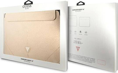 Këllëf laptopi Guess 16" Case, lëkurë Saffiano, mbyllje magnetike, bezhë