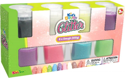 Set dylli modelues Kids Toys Glitter Dough, 8 ngjyra, 100g, shumëngjyrësh