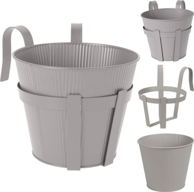 Vazo varëse ballkoni Elegant, plastike, 24cm, gri