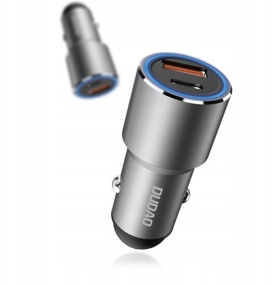 Полнач за автомобил Dudao R4PQ, USB и USB C, 22.5W, сив