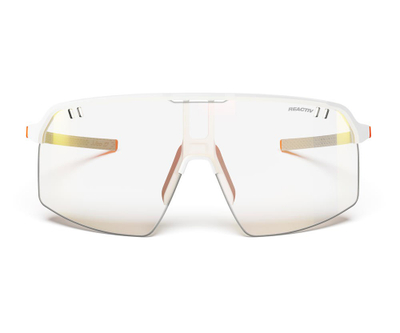 Syze sportive JULBO INTENSITY, lente reaktive të kuqe, kornizë e bardhë portokalli