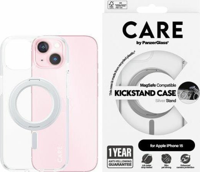 Mbrojtëse telefoni PanzerGlass CARE Kickstand Case, MagSafe, për iPhone 15, transparente