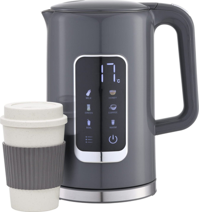 Set 2 Çajnikë elektrik LCD 1.7L me 5 nivele temperature, filxhan 450 ml, inox