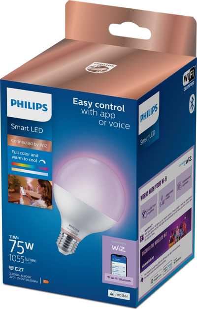 Llambë e zgjuar Philips Smart Globo G95, LED, 1055 lm, E27