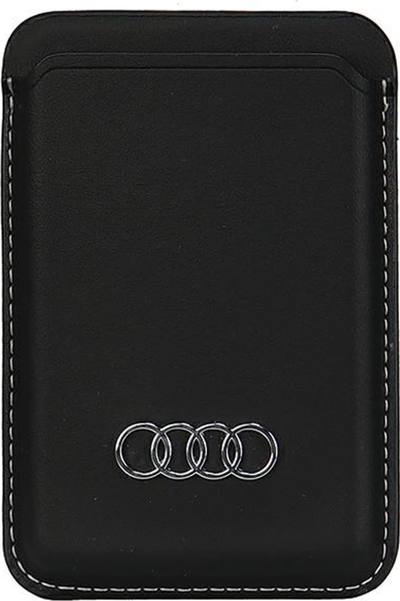 Portofol magnetik Audi MagSafe, lëkurë sintetike, për iPhone, i zi