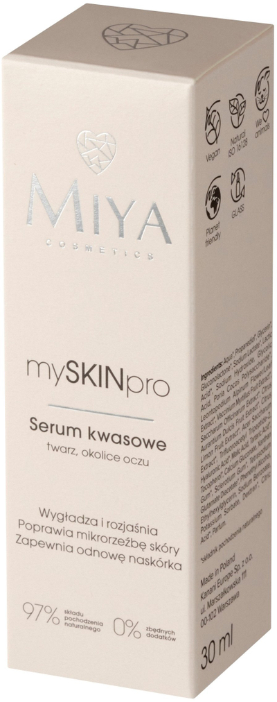 Serum fytyre Miya MySkinPro Acid Serum, 30ml, AHA PHA, për natën