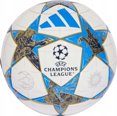 Top futbolli adidas UCL J290 25/26 League Stage, madhësia standarde, peshë e lehtë, i bardhë blu ari