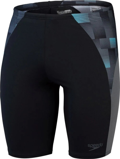 Rroba banje jammer për burra Speedo Endurance+ Max Splice, që nuk i ha klori, thahen shpejt, të zeza me gri
