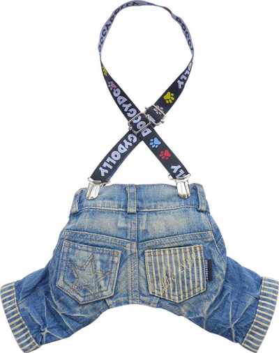 Панталони за кучиња DoggyDolly Jeans BD, со ремени, големина XL, сина