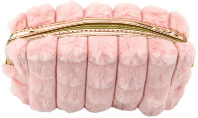 Çantë kozmetike Plush Toiletry Bag With Handle, 20cm, me dorezë, rozë