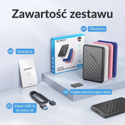 Kuti e jashtme për disk Orico, 2.5", SATA, USB 3.1, e zezë