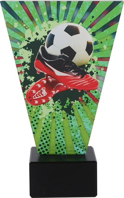 Trofe futbolli Triumph Glass, qelq, transparent