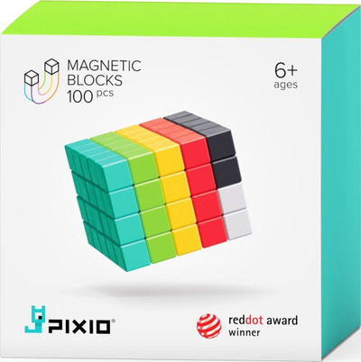 Blloqe magnetike Pixio Design Series, set me 100 copa, shumëngjyrëshe