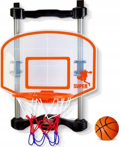 Set basketbolli LeanToys Indoor, për derë, me top dhe pompë, portokalli