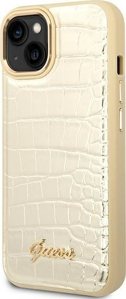 Guaskë telefoni Guess GUHCP14MHGCRHD Croco për iPhone 14 Plus, ngjyrë e artë