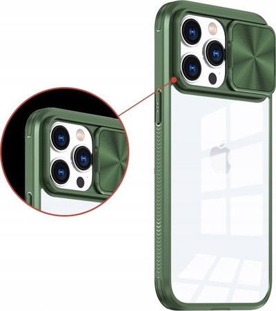 Kllëf telefoni Maximus Camslider për iPhone 11 Pro 5.8", me mbrojtje kamere, i tejdukshëm, jeshil