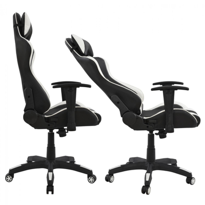 Karrige gaming SPEED me mbështetëse këmbësh, 68×71.5×134 cm (HM1063.01), zezë/ bardhë