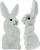 Lepuj dekorativë Flocked Hare, 32x74x25mm, set 2 copë, të bardhë