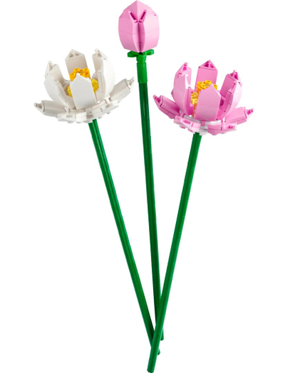 Lodra LEGO Exclusive Lotus Flowers 40647, set ndërtimi dekorativ, rozë e bardhë