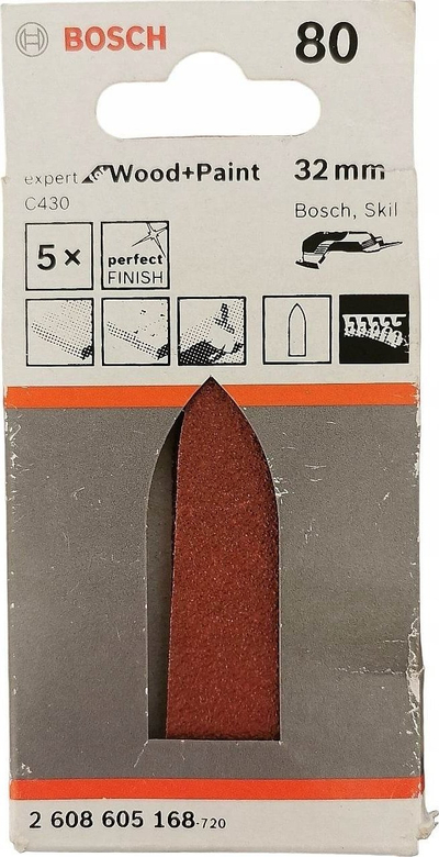 Letra gërryese Bosch C430 Hook and Loop, gishta delta, 80g, set 5 copë