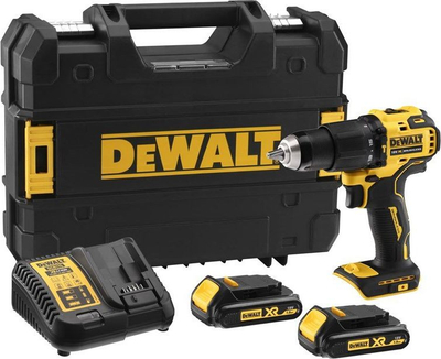 Trapan kaçavidë me goditje Dewalt DCD709S2T, 18V, 2x bateri 1.5Ah, i verdhë