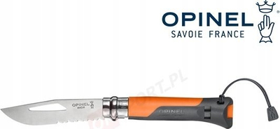 Thikë palos Opinel No. 08 Outdoor, teh çelik inox, dorezë portokalli
