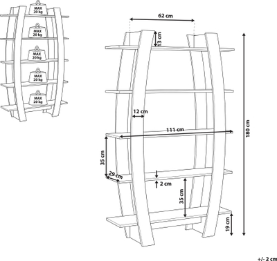 Raft librash Beliani KENER, 5 kate, 180 cm, i zi