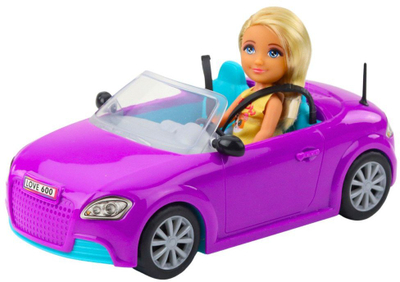 Set lodër Ankiki Mini Doll Convertible Car, kukull me makinë kabrio, vjollcë