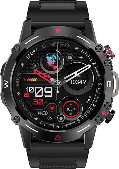 Smartwatch Veltori VT110-1, ekran 1.43" AMOLED, Bluetooth, me rrip silikoni të zi