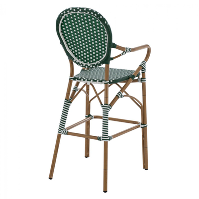 Stol bari alumini bamboo look,"HM5794.01", gjelbër/ bardhë