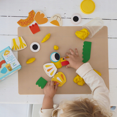Set plasteline Djeco Myanimodels, për fëmijë 18m+, me pjesë druri, shumëngjyrësh