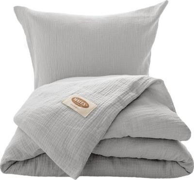 Set çarçafësh muslin SleepSoft, 160x200 cm, 2 jastëkë 70x80 cm, gri e thjeshtë