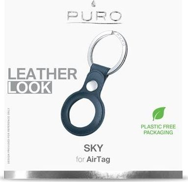 Mbajtëse AirTag Puro Sky, pamje lëkure, midnight blue