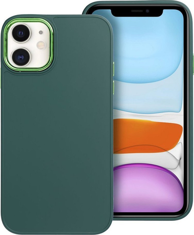 Këllëf telefoni FRAME për iPhone 11, TPU, me cepa të forcuar, jeshil matte