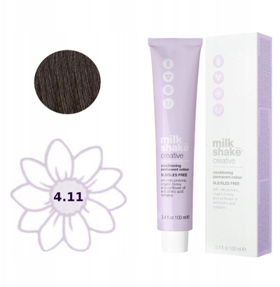 Ngjyrë flokësh Milk Shake Creative 4.11, 100 ml, kafe hiri mesatare e fortë