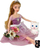 Kukull LeanToys Emily, 30cm, kotele e bardhë, flokë të gjata bionde