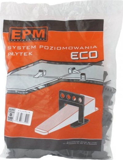Систем за нивелирање на плочки Eco, 100 клипси, 1.5 mm, бел