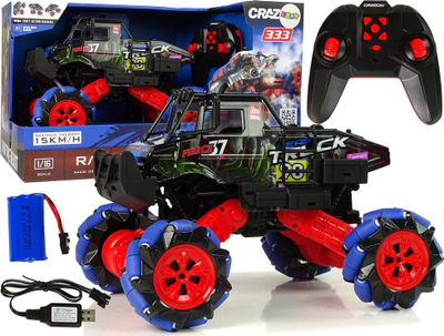 Возило со далечински управувач Leantoys Off-Road Drift, размер 1:16, вртење 360°, сино и црно