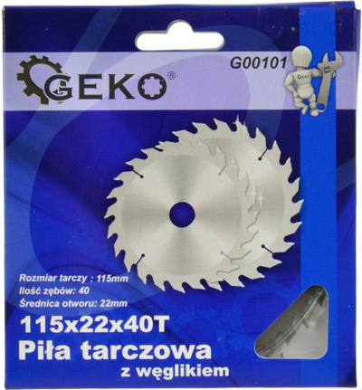 Сечило за пила GEKO 115mm, 40 заби, отвор 22mm