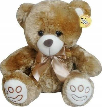 Arush lodër DEEF Teddy Bear 03400, madhësi mesatare, me fjongo sateni, bezhë
