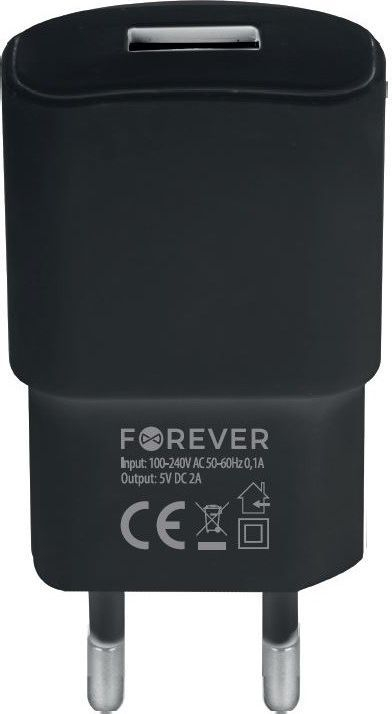 Karikues mreže Forever TC-01, 1x USB, 2A, me kabllo USB-C, i zi