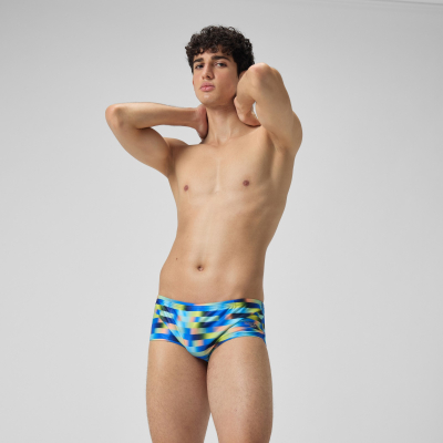 Rroba banje meshkujsh Speedo Club Training Allover Digi 14cm, Endurance+, blu e verdhë