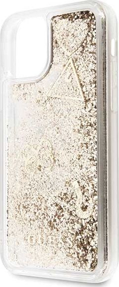Kapak telefoni Guess Glitter për iPhone 11 6.1", plastik, i artë