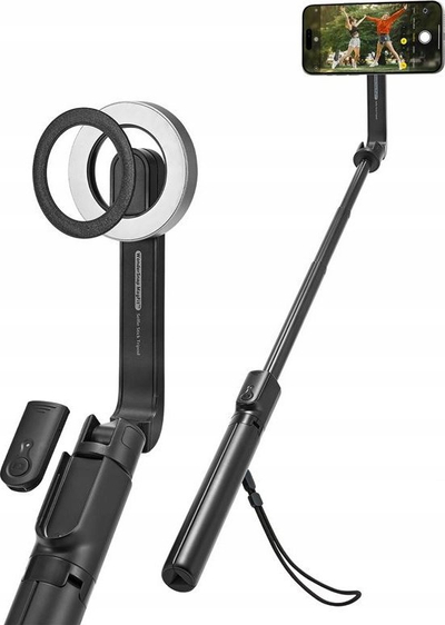 Селфи стап со статив Spigen MagSafe Tripod Selfie Stick Longer Version, продолжена верзија, за iPhone, црн