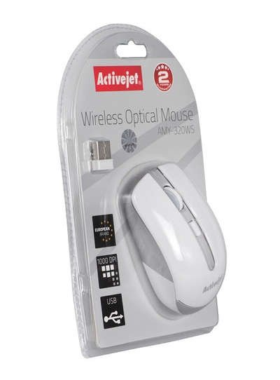 Maus Activejet AMY-320WS, RF Wireless, i argjendtë / i bardhë