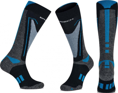 Чорапи за мажи Brubeck Snow Force Light, мерино волна, за скијање, сиви со сино, M 39-41