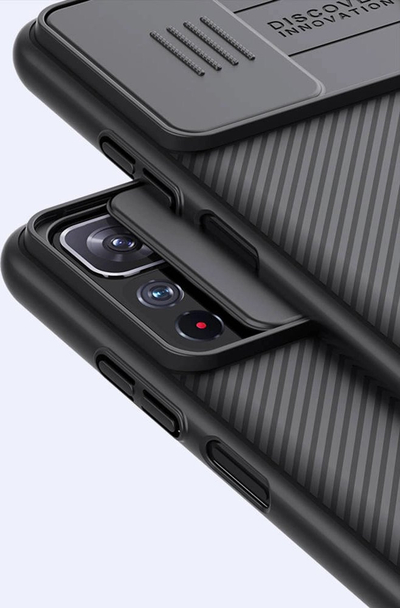 Kapak telefoni Nillkin CamShield për Xiaomi Redmi Note 11 5G edhe Poco M4 Pro, me kapak rrëshqitës te kamera, antirrëshqitës, i zi